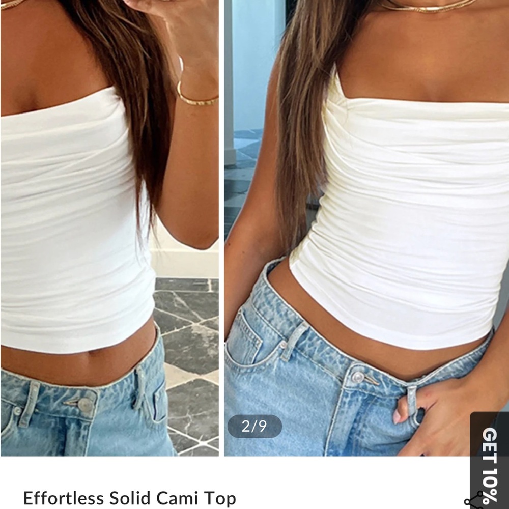 COMMENSE White Fitted Ruched Tank Top